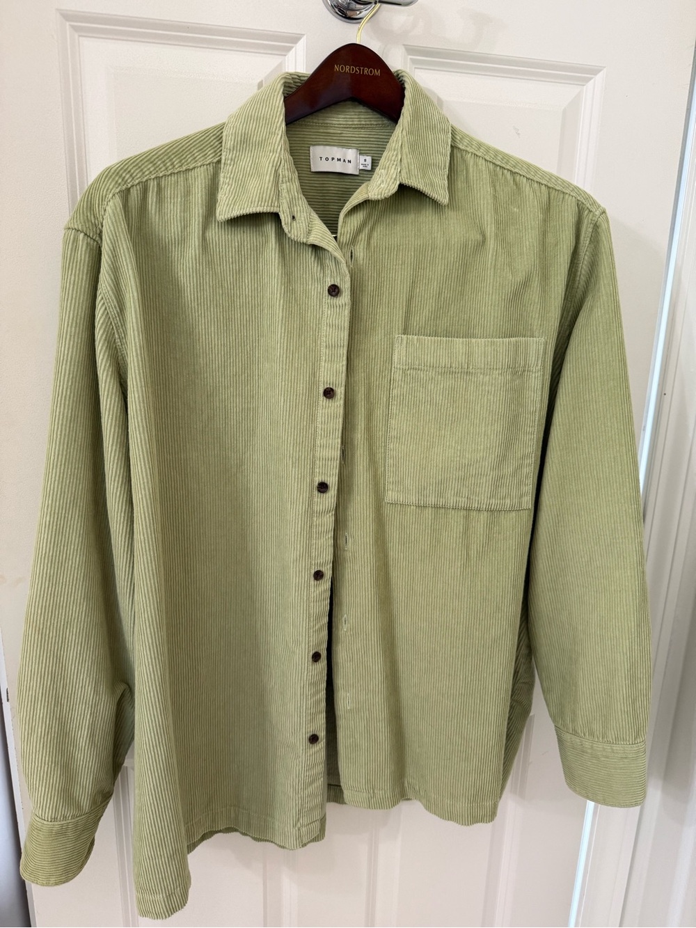 Topman Light Olive Corduroy Button-Down Shirt